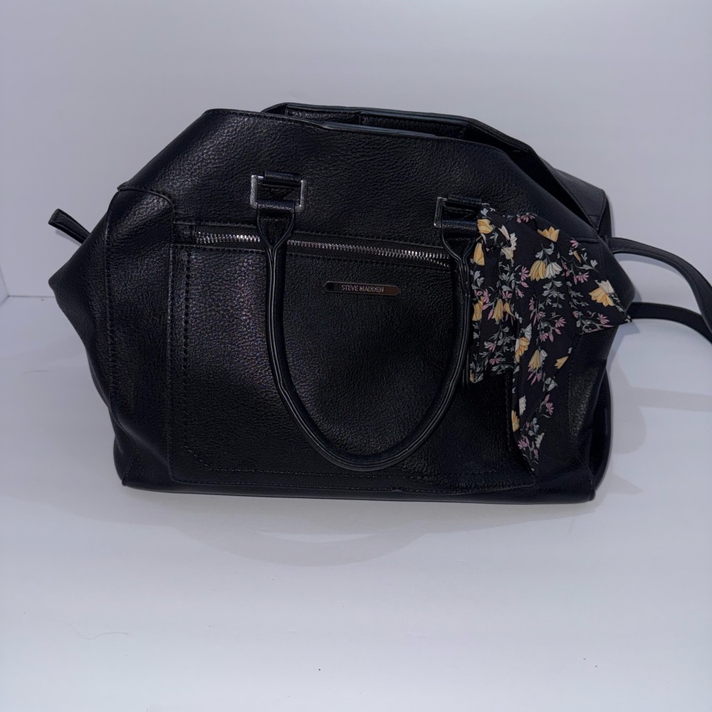 Steve Madden Black Tote with Floral Accent